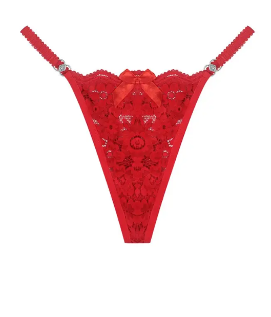 Red High Waist thong underwear for women